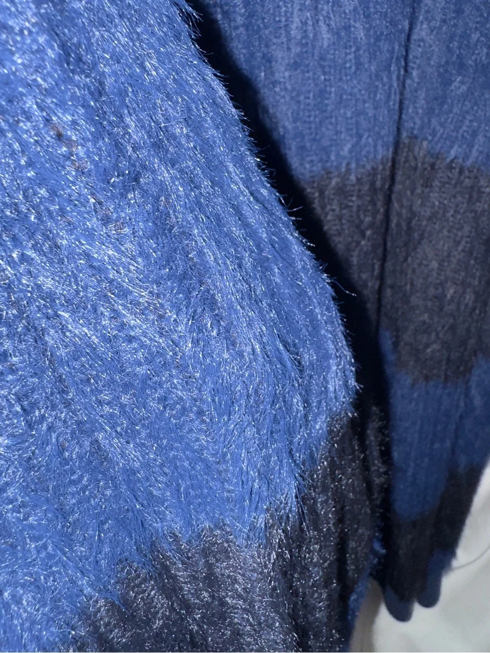 INC International Concepts NWT Fuzzy Striped Crewneck Sweater Blue Black XXL